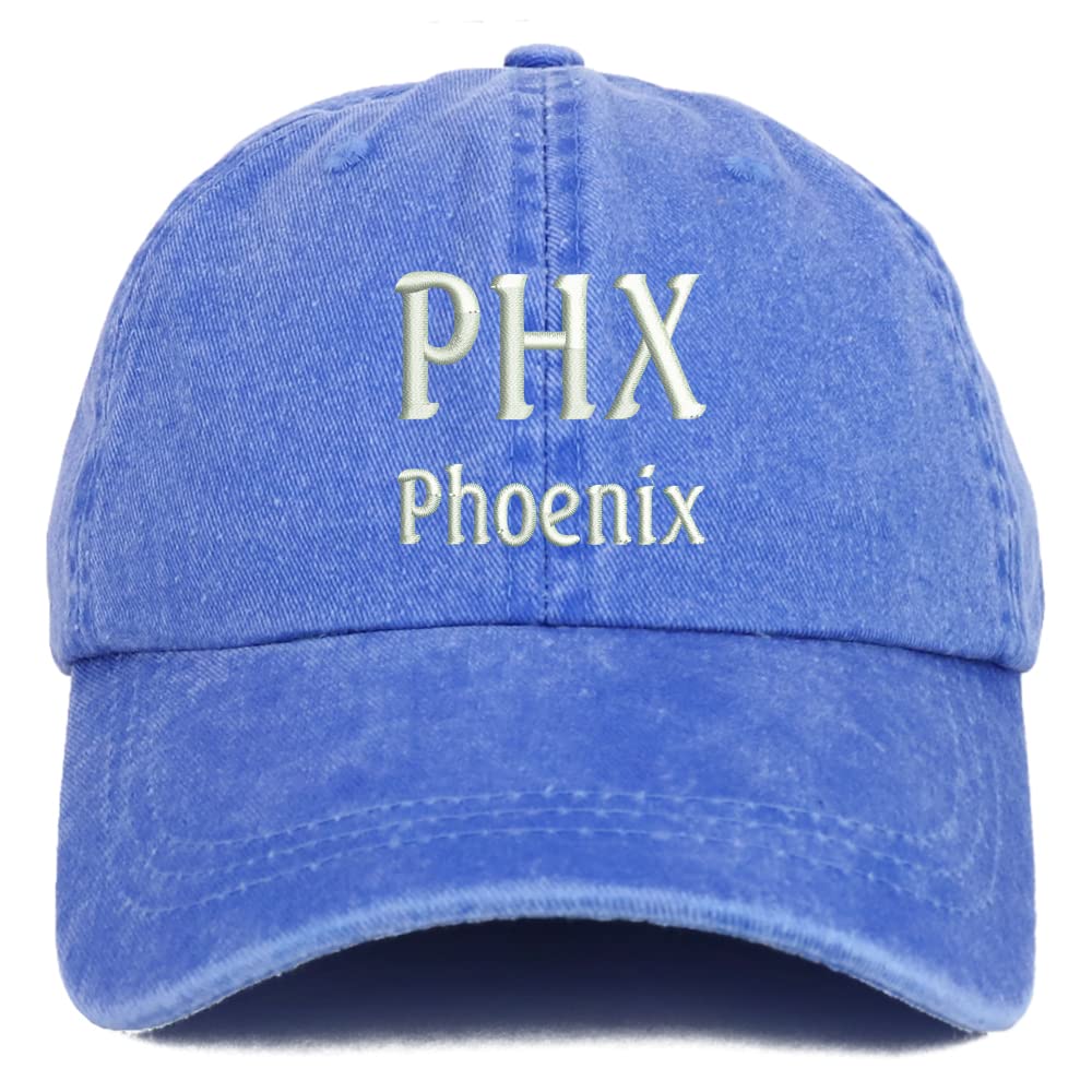 Trendy Apparel Shop PHX Pheonix Embroidered Pigment Dyed Washed Baseball Cap