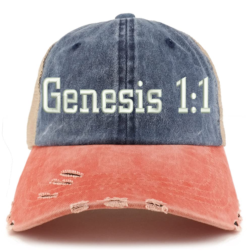 Trendy Apparel Shop Genesis 1:1 Frayed Bill Trucker Mesh Back Cap