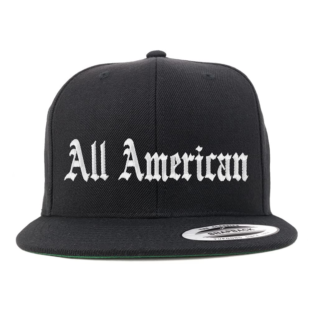 Trendy Apparel Shop All American Old English Embroidered Flatbill Snapback