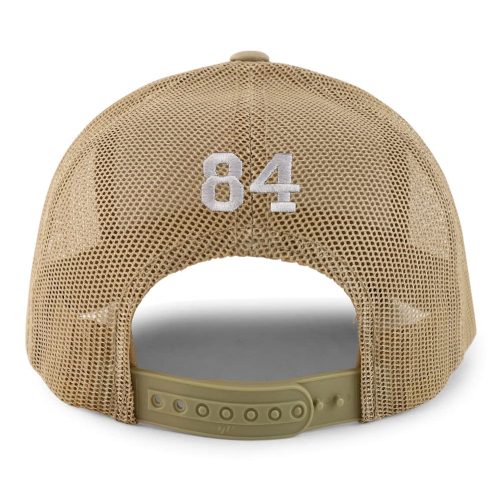 Trendy Apparel Shop Small Number 84 Back Embroidered 6 Panel Trucker Mesh Cap
