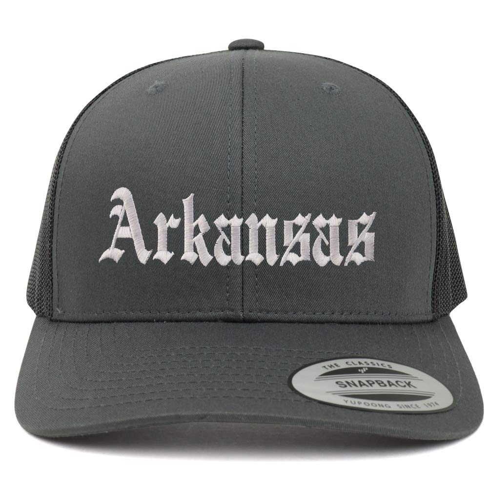 Trendy Apparel Shop Arkansas State Old English 6 Panel Trucker Mesh Cap