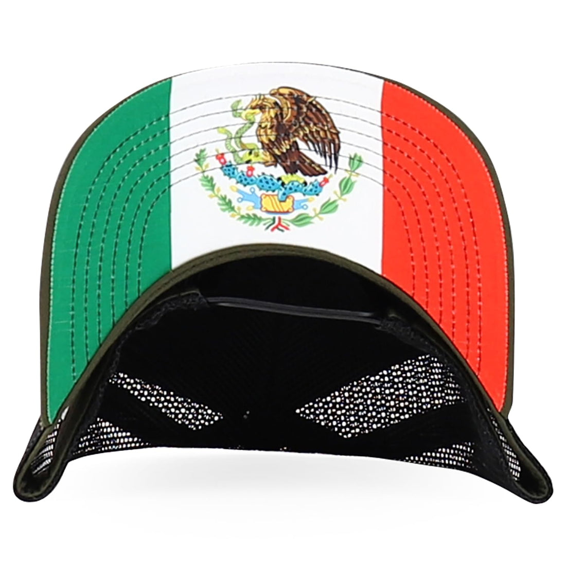 Trendy Apparel Shop 5 Panel Structured Trucker Cap with Mexico Flag Design Undervisor