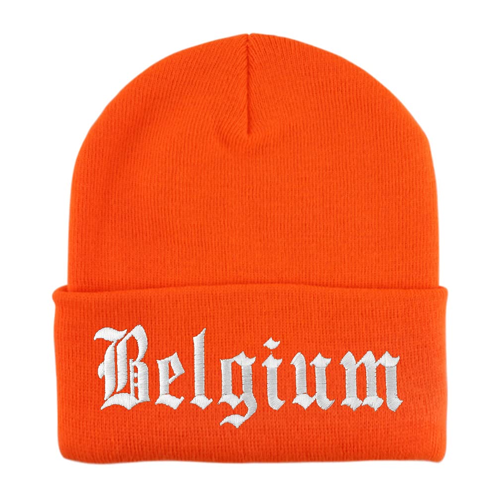 Trendy Apparel Shop Belgium Old English Embroidered Long Cuff Beanie