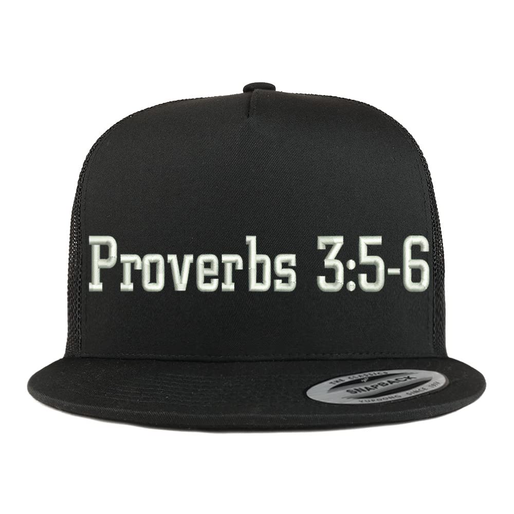 Trendy Apparel Shop Proverbs 3:5-6 5 Panel Flatbill Trucker Cap
