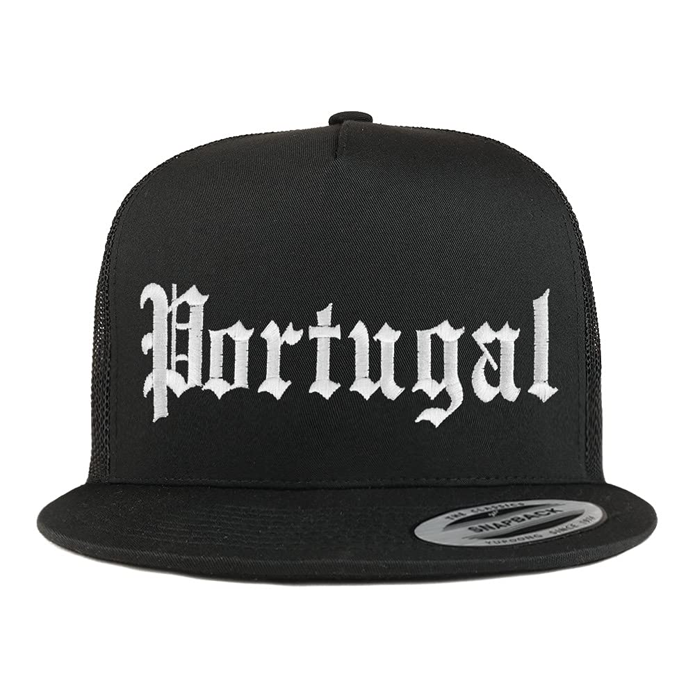 Trendy Apparel Shop Portugal Old English 5 Panel Flatbill Trucker Cap