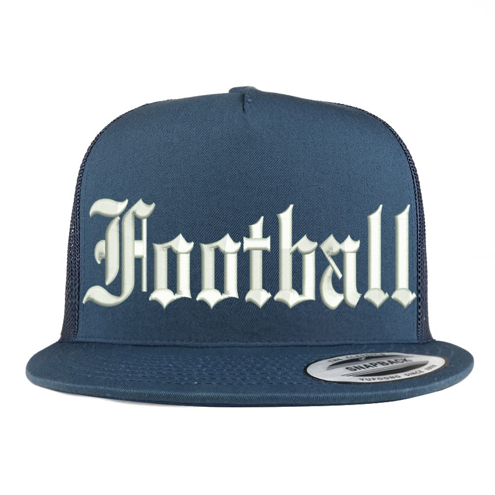 Trendy Apparel Shop Old English Football 5 Panel Flatbill Trucker Cap