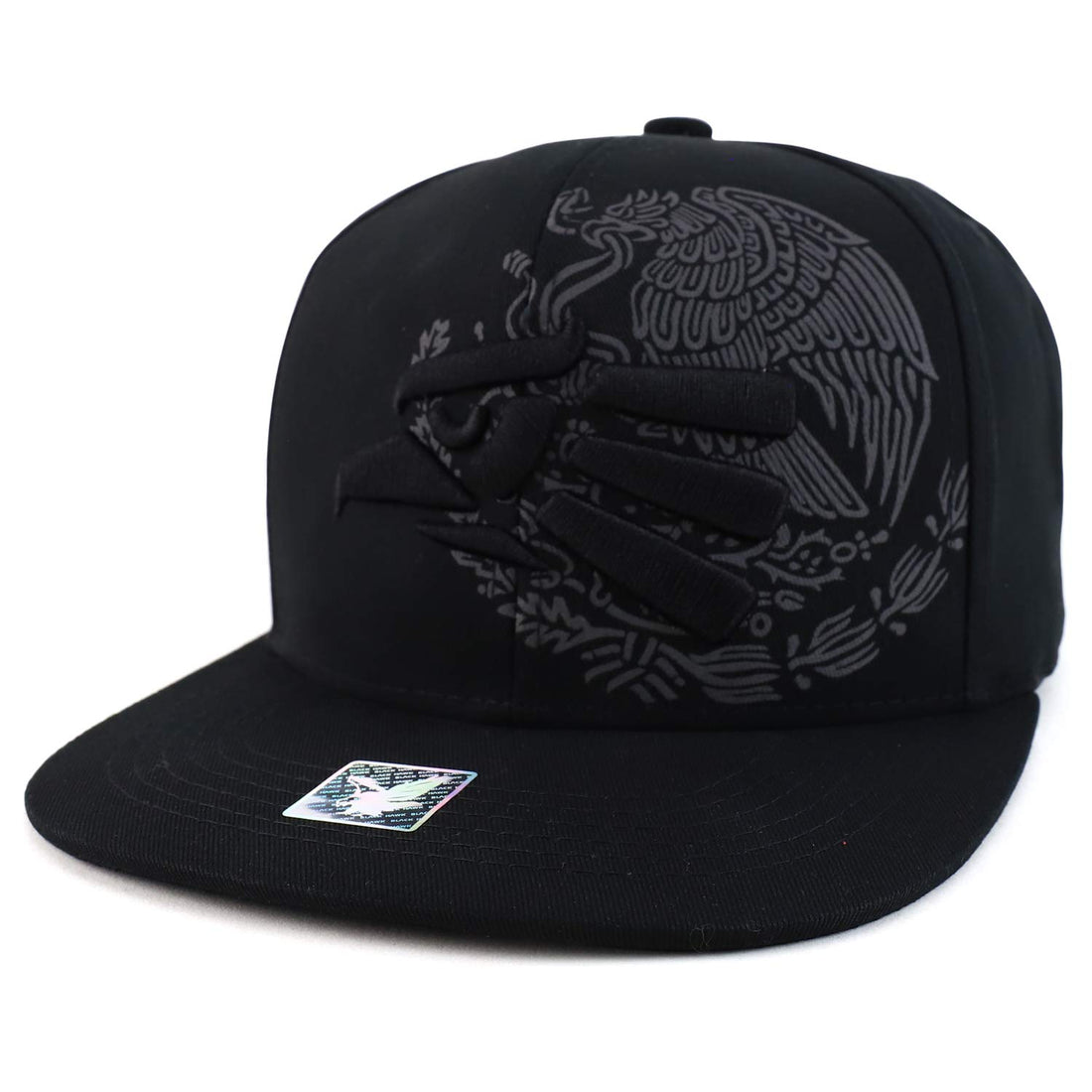 Trendy Apparel Shop 3D Hecho En Mexico Eagle Embroidered Flatbill Snapback Cap - Black