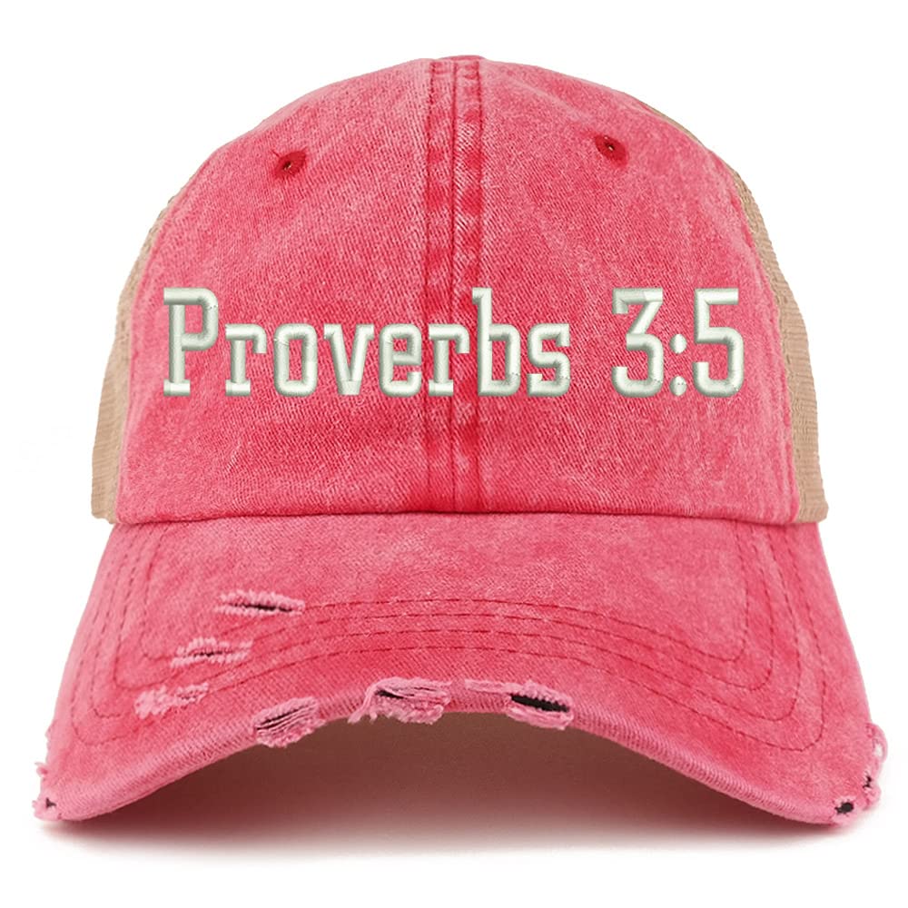 Trendy Apparel Shop Proverbs 3:5 Frayed Bill Trucker Mesh Back Cap