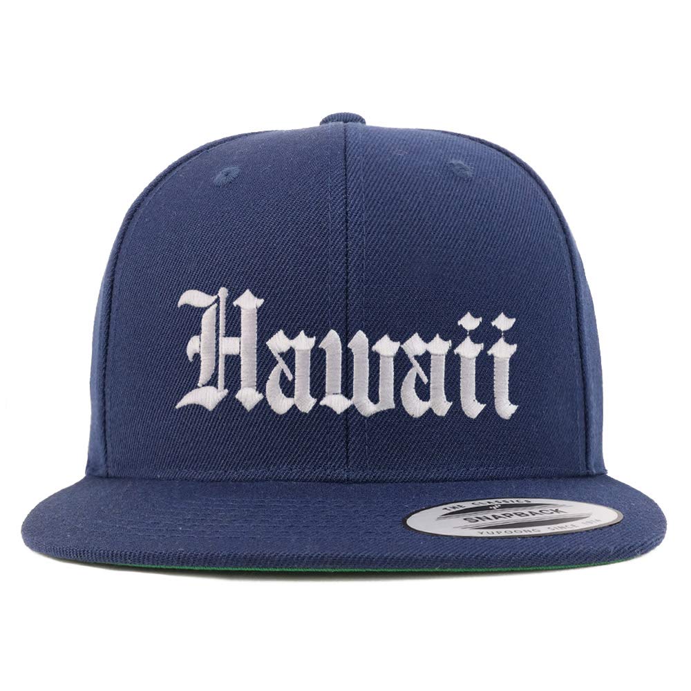 Trendy Apparel Shop Hawaii State Old English Embroidered Flatbill Snapback