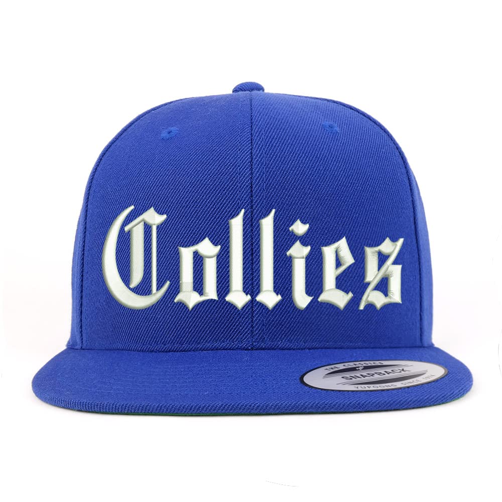 Trendy Apparel Shop Old English Collies Embroidered Flatbill Snapback