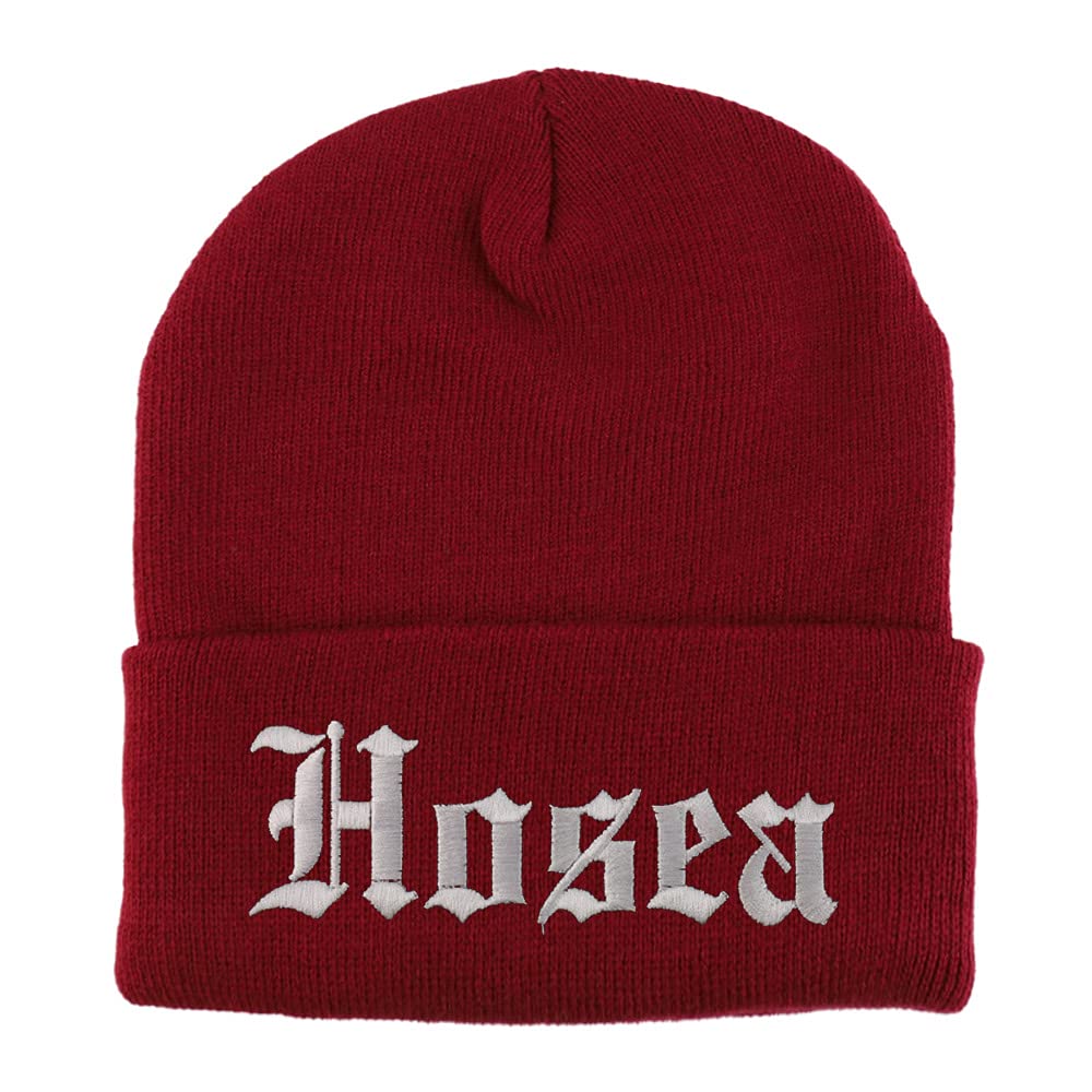 Trendy Apparel Shop Hosea Old English Embroidered Long Cuff Beanie
