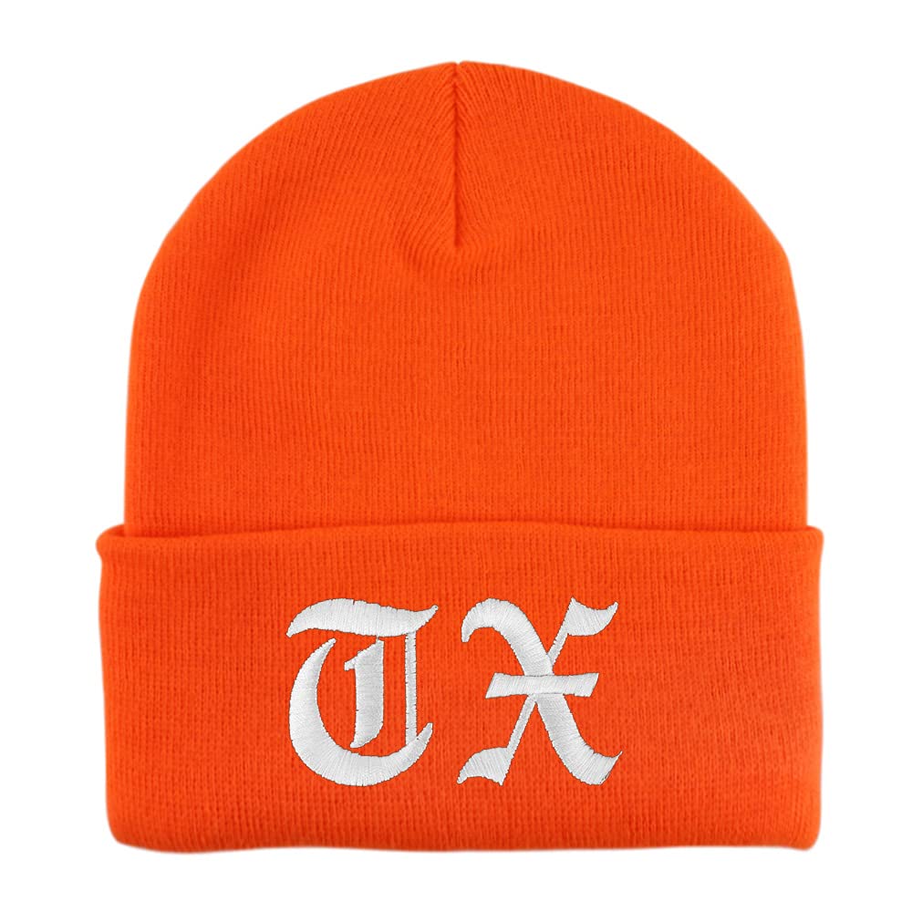 Trendy Apparel Shop Texas TX Old English Embroidered Long Cuff Beanie