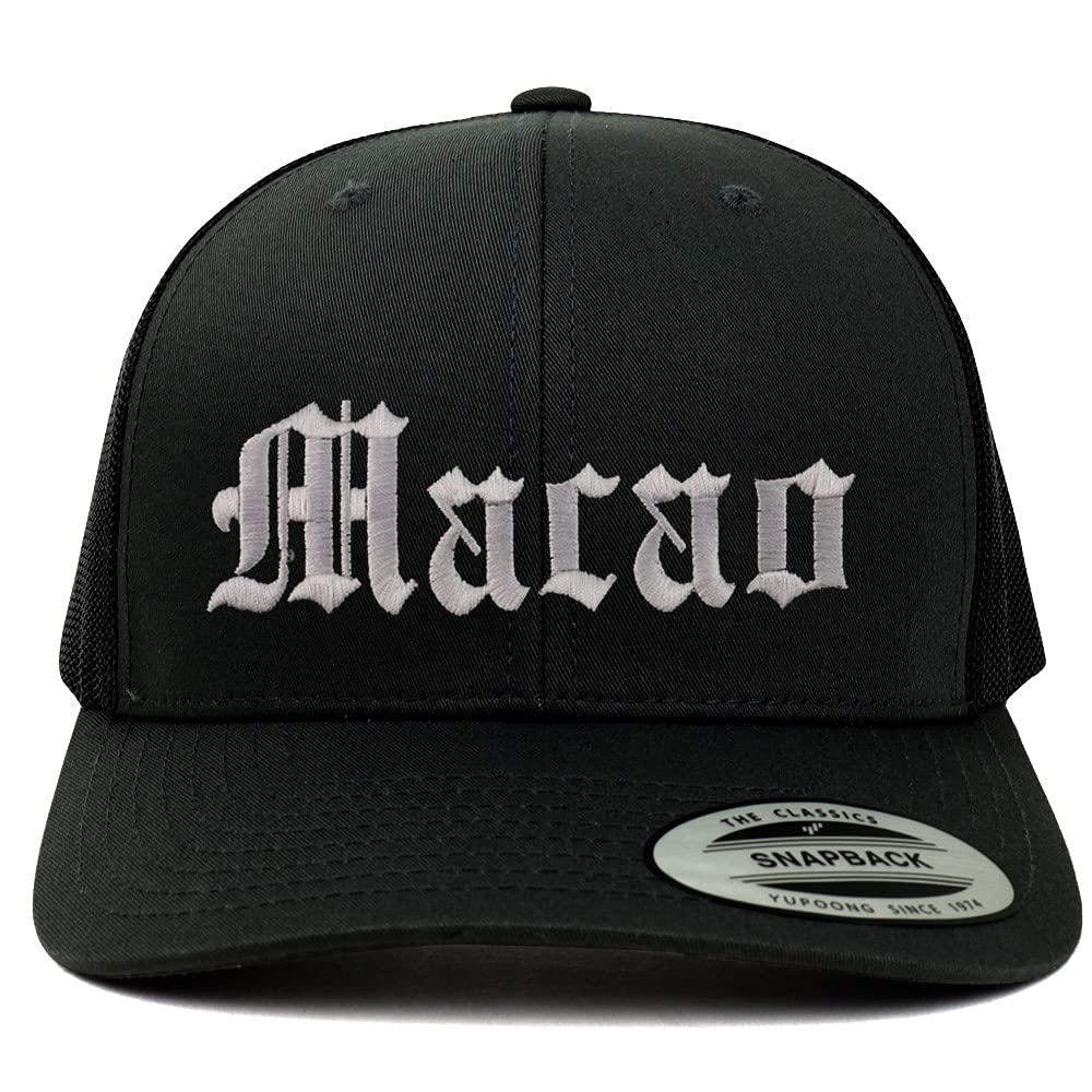 Trendy Apparel Shop Macao Old English 6 Panel Trucker Mesh Cap