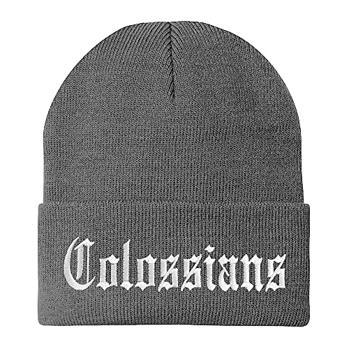 Trendy Apparel Shop Colossians Old English Embroidered Long Cuff Beanie