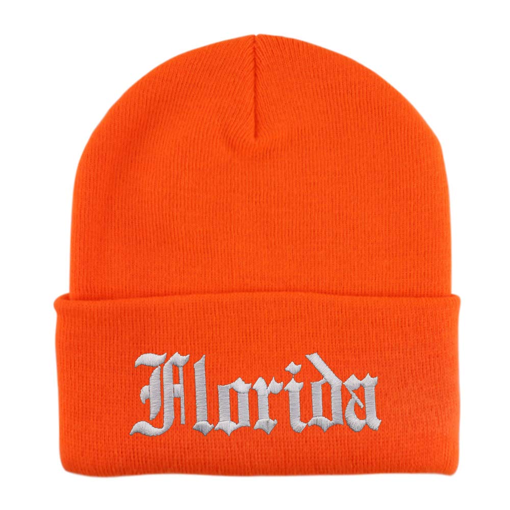 Trendy Apparel Shop Florida State Old English Embroidered Long Cuff Beanie