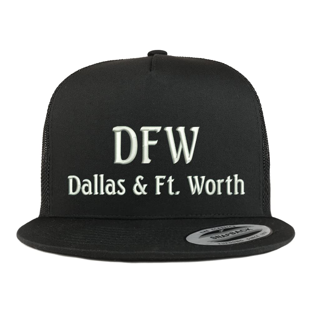 Trendy Apparel Shop DFW Dallas and Fort Worth Embroidered 5 Panel Flatbill Trucker Cap