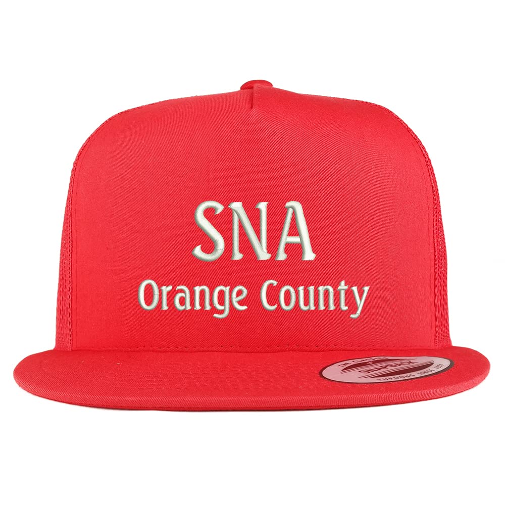 Trendy Apparel Shop SNA Orange County Embroidered 5 Panel Flatbill Trucker Cap