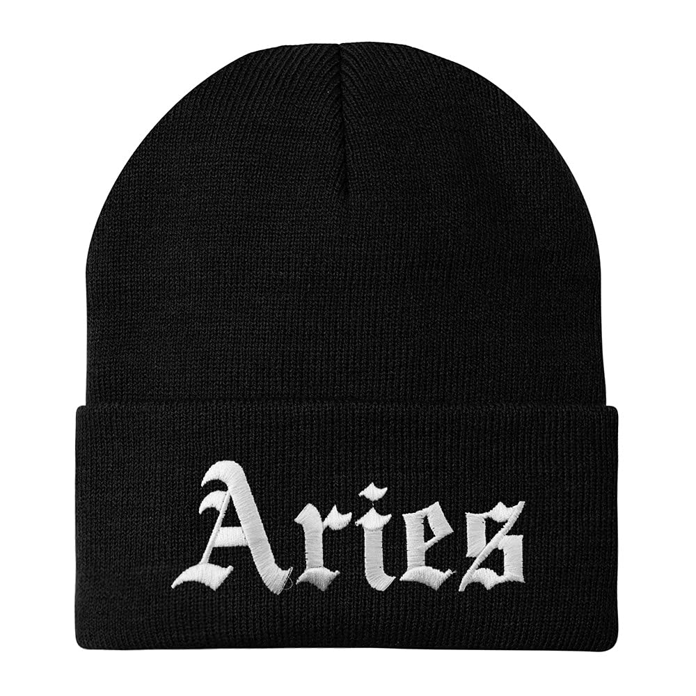 Trendy Apparel Shop Aries Old English Embroidered Long Cuff Beanie