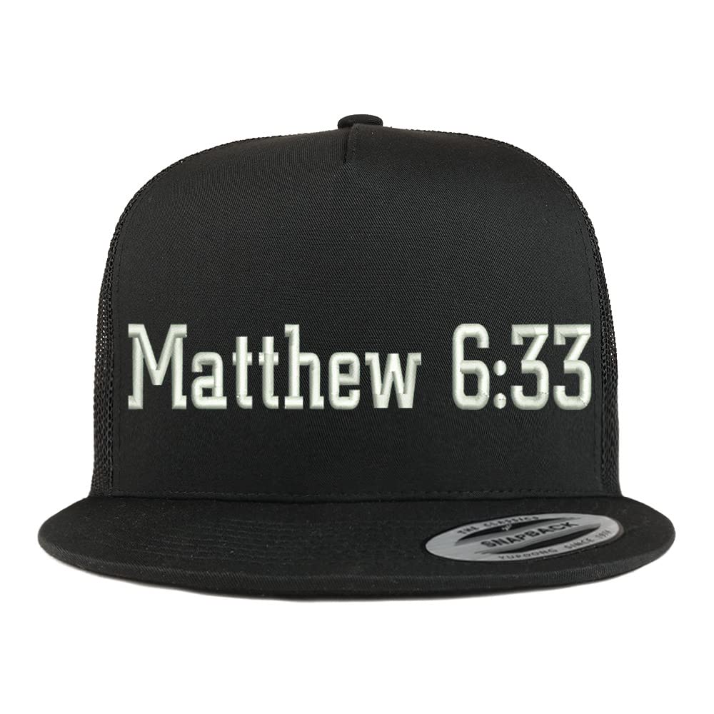 Trendy Apparel Shop Matthew 6:33 5 Panel Flatbill Trucker Cap