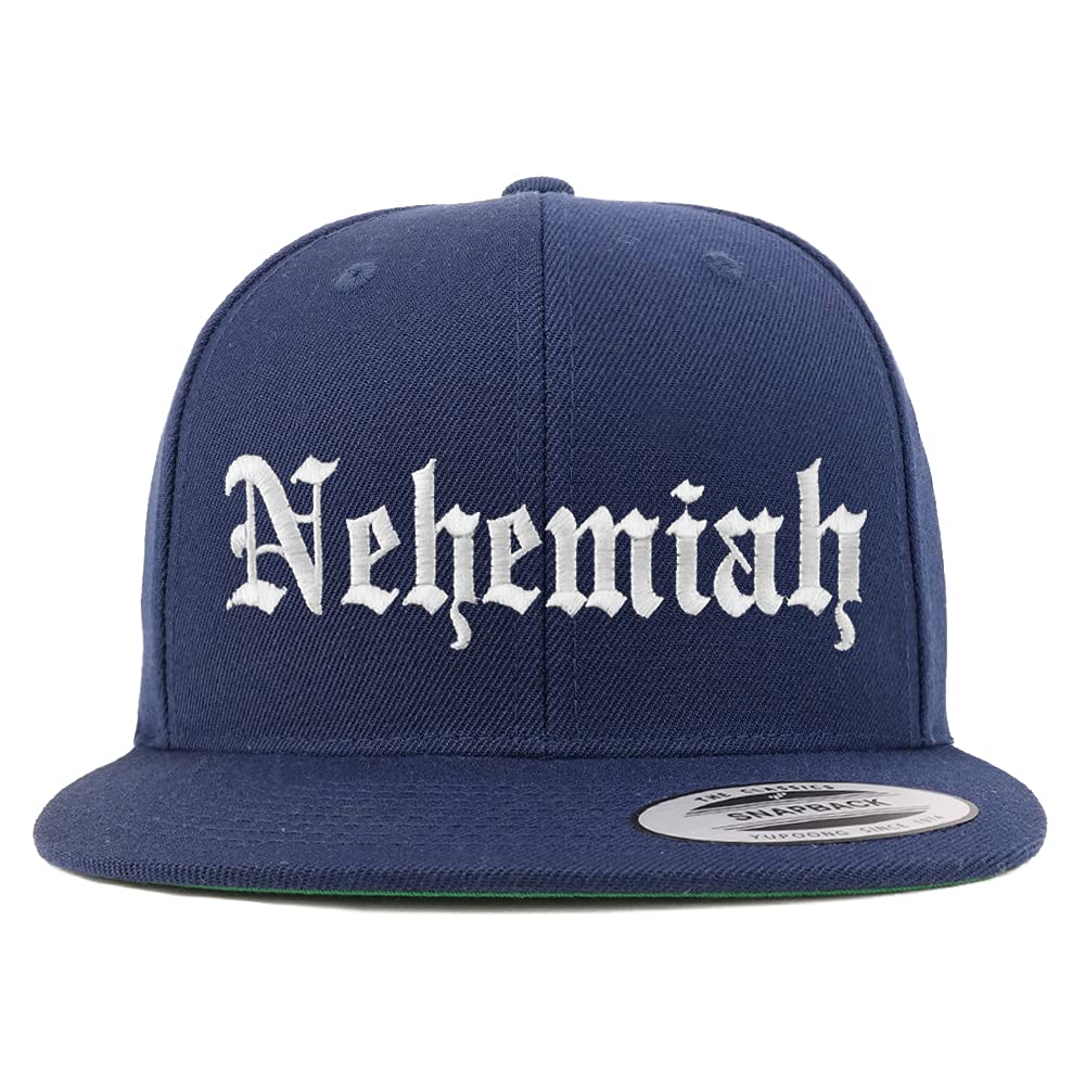 Trendy Apparel Shop Nehemiah Old English Embroidered Flatbill Snapback