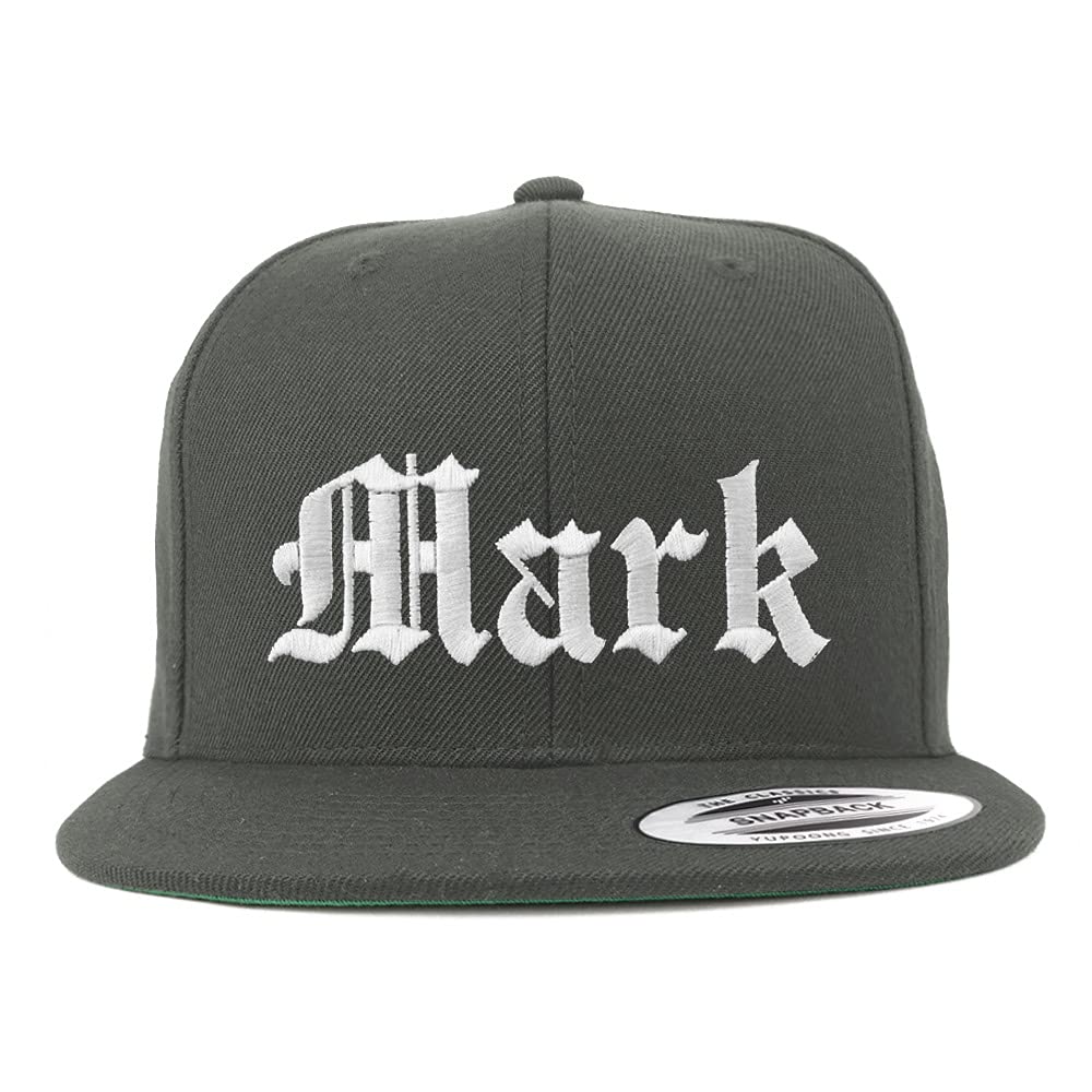 Trendy Apparel Shop Mark Old English Embroidered Flatbill Snapback