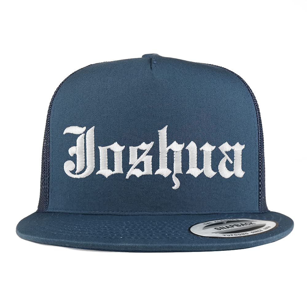 Trendy Apparel Shop Joshua Old English 5 Panel Flatbill Trucker Cap