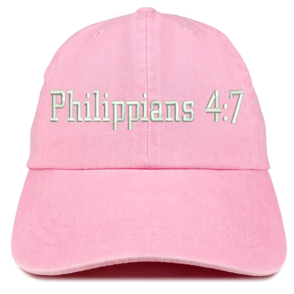Trendy Apparel Shop Philippians 4:7 Washed Pigment Dyed Baseball Cap