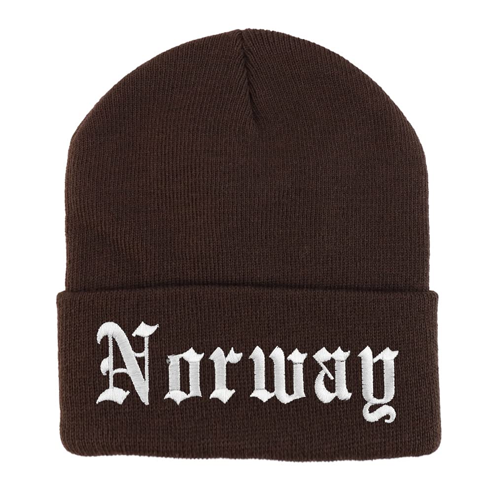Trendy Apparel Shop Norway Old English Embroidered Long Cuff Beanie