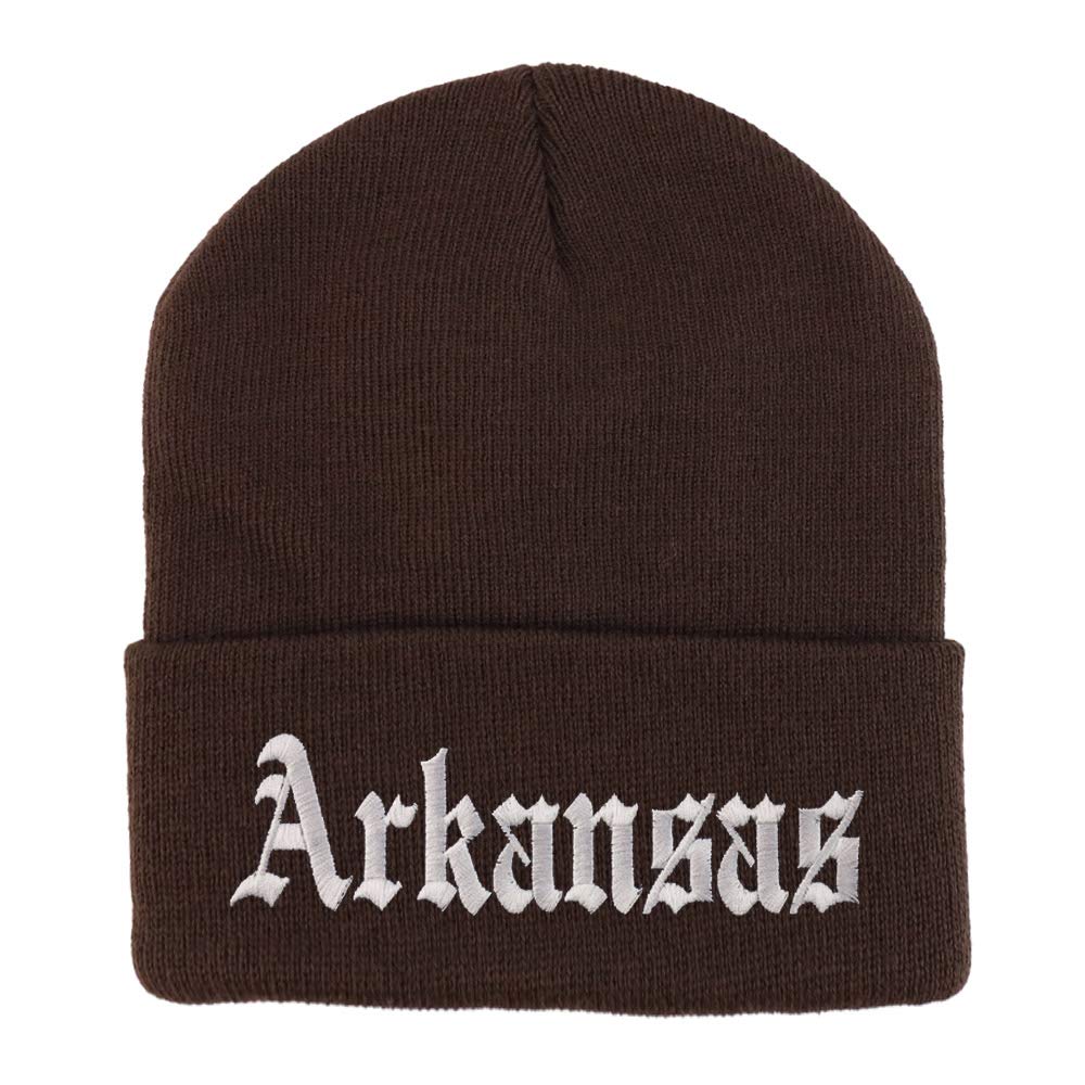 Trendy Apparel Shop Arkansas State Old English Embroidered Long Cuff Beanie
