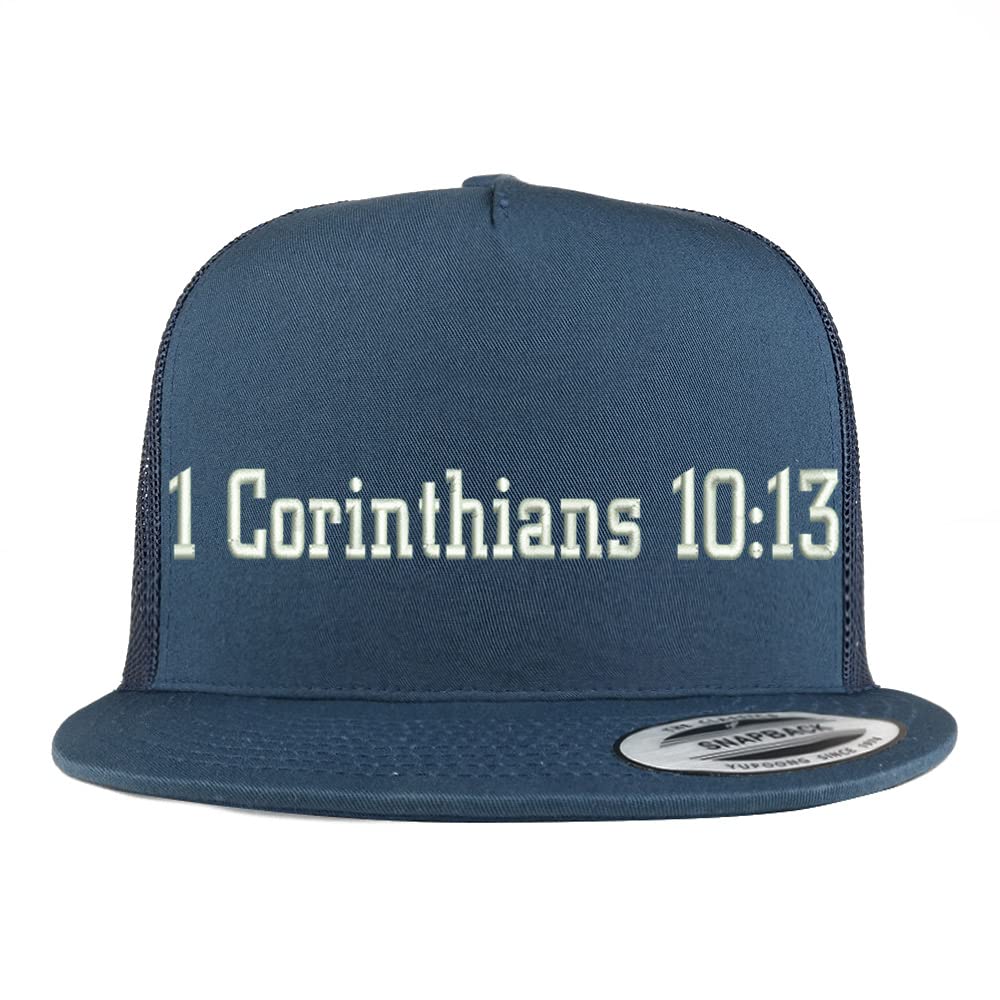 Trendy Apparel Shop 1 Corinthians 10:13 5 Panel Flatbill Trucker Cap