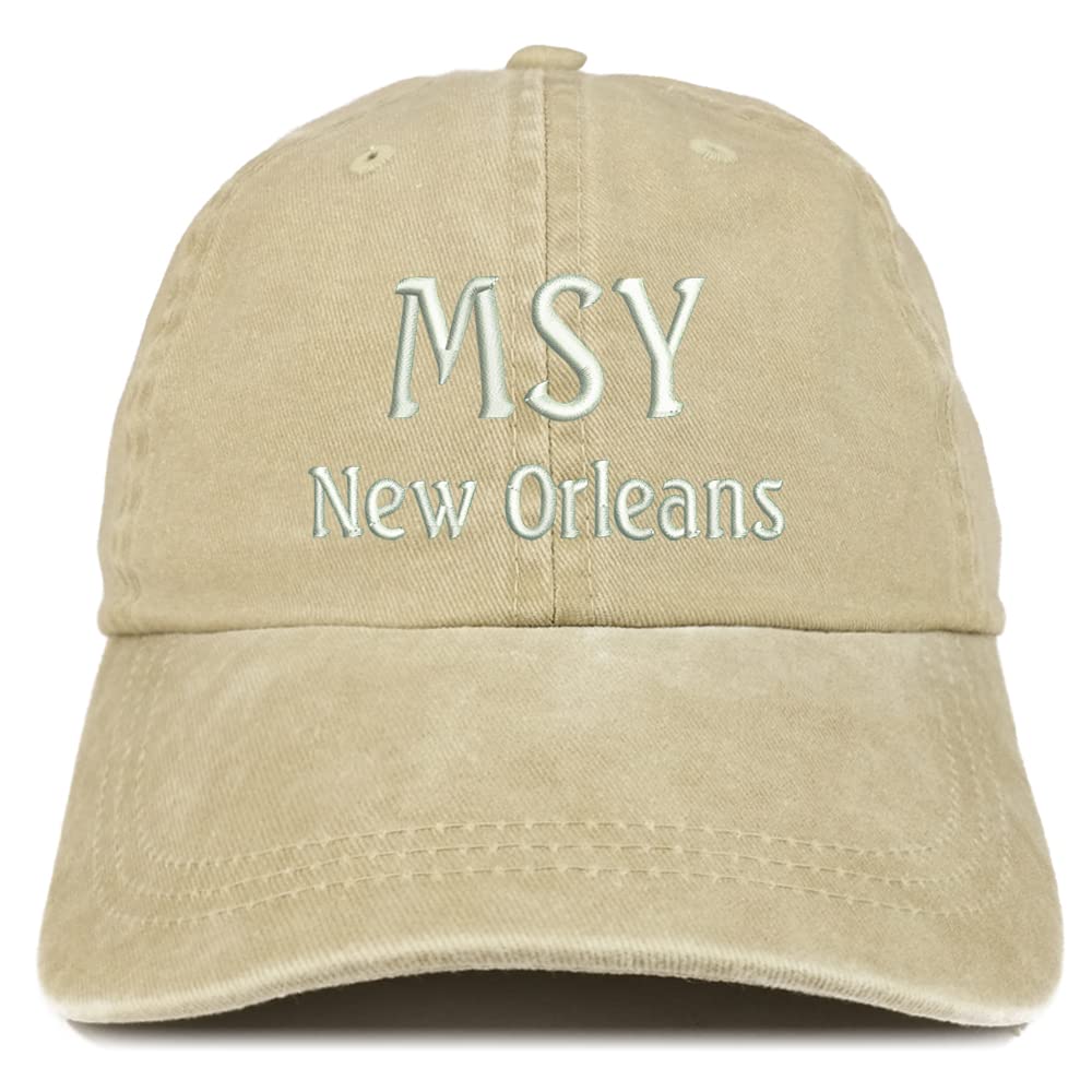 Trendy Apparel Shop MSY New Orleans Embroidered Pigment Dyed Washed Baseball Cap