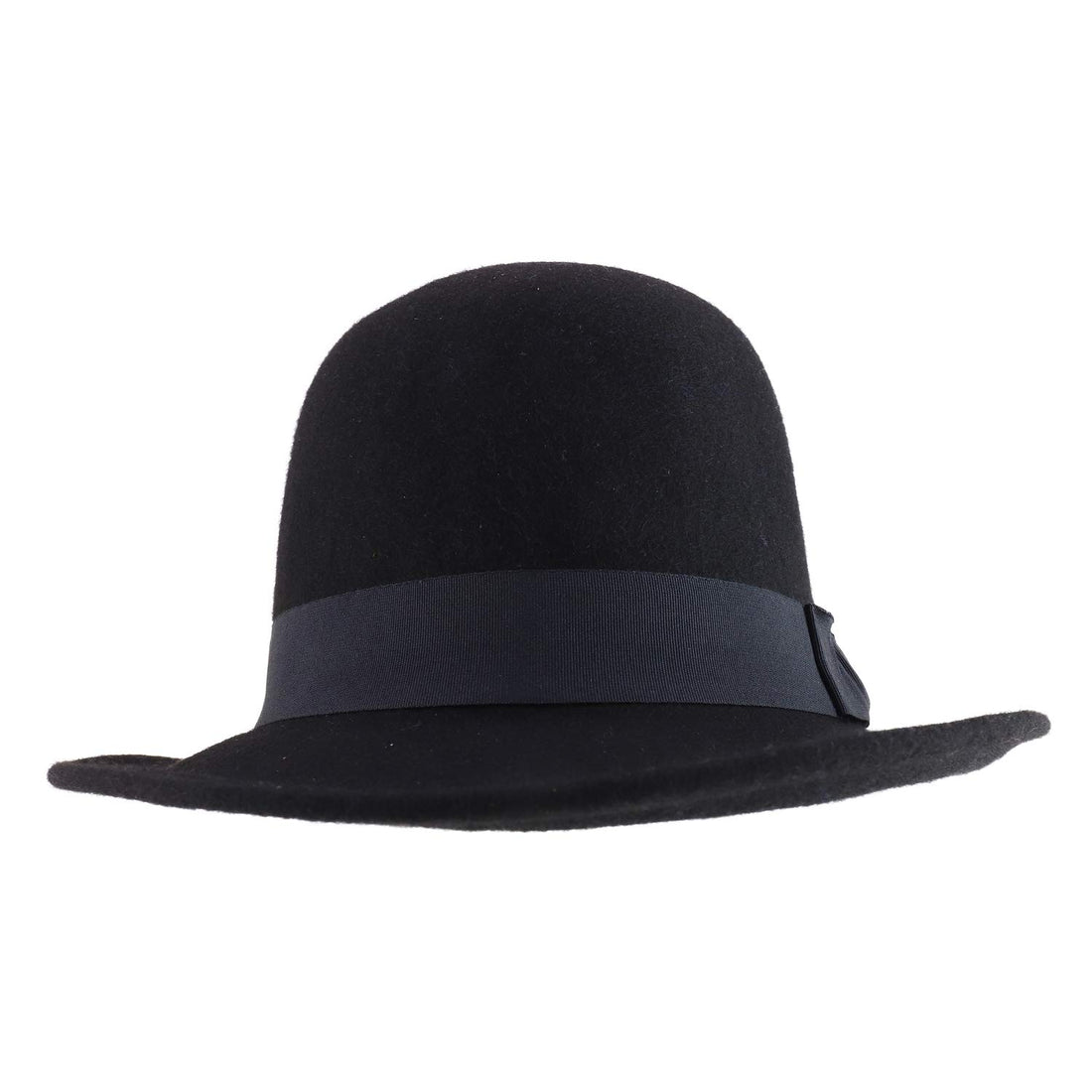 Trendy Apparel Shop Men's Tall Crown Wool Bowler Hat with Black Band