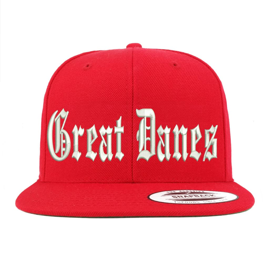Trendy Apparel Shop Old English Great Danes Embroidered Flatbill Snapback