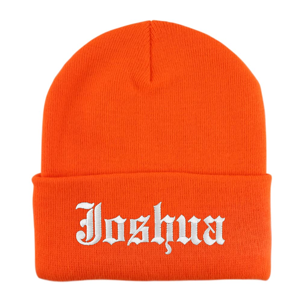 Trendy Apparel Shop Joshua Old English Embroidered Long Cuff Beanie