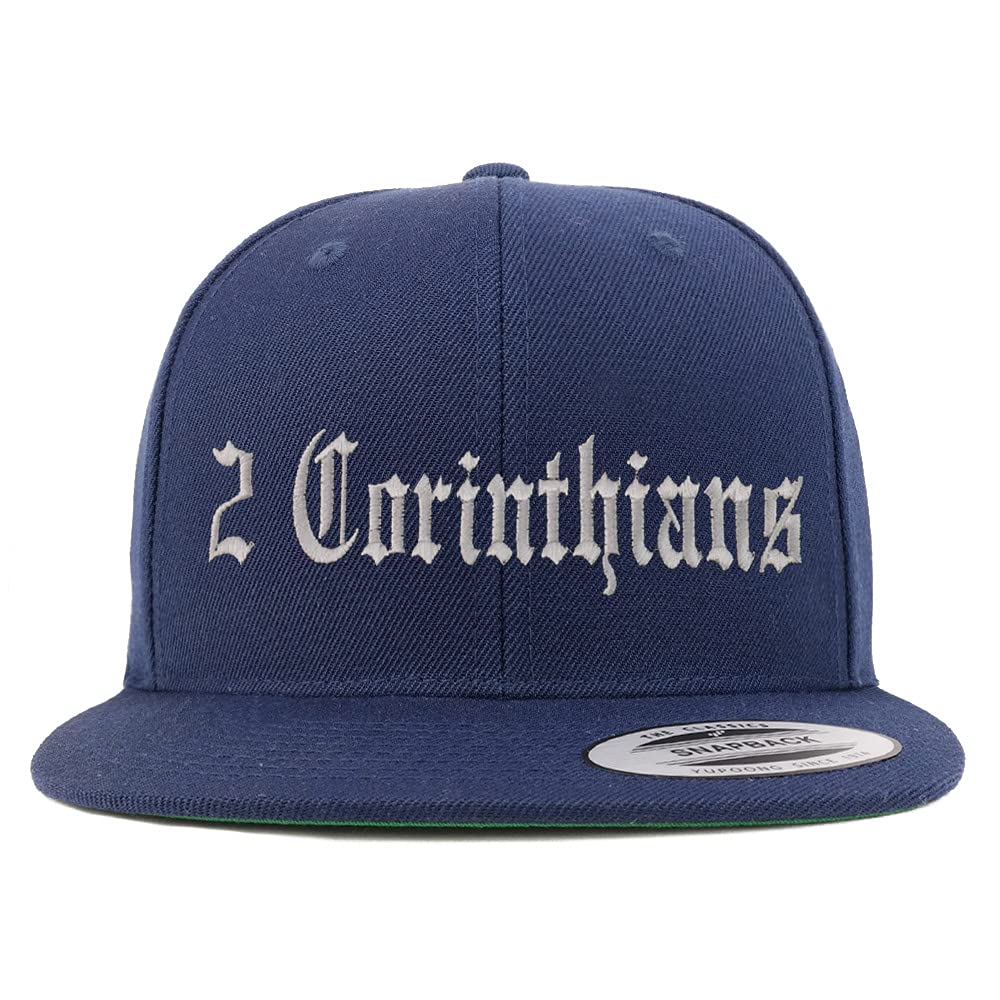 Trendy Apparel Shop 2 Corinthians Old English Embroidered Flatbill Snapback