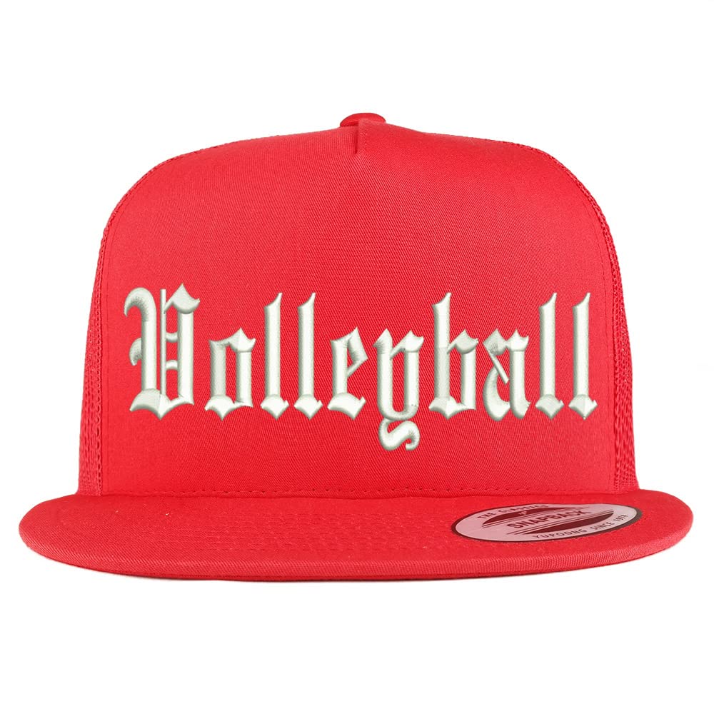 Trendy Apparel Shop Old English Volleyball 5 Panel Flatbill Trucker Cap