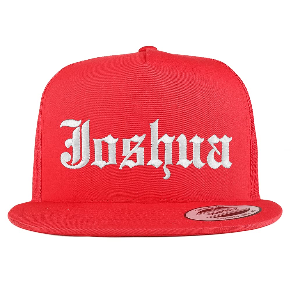 Trendy Apparel Shop Joshua Old English 5 Panel Flatbill Trucker Cap