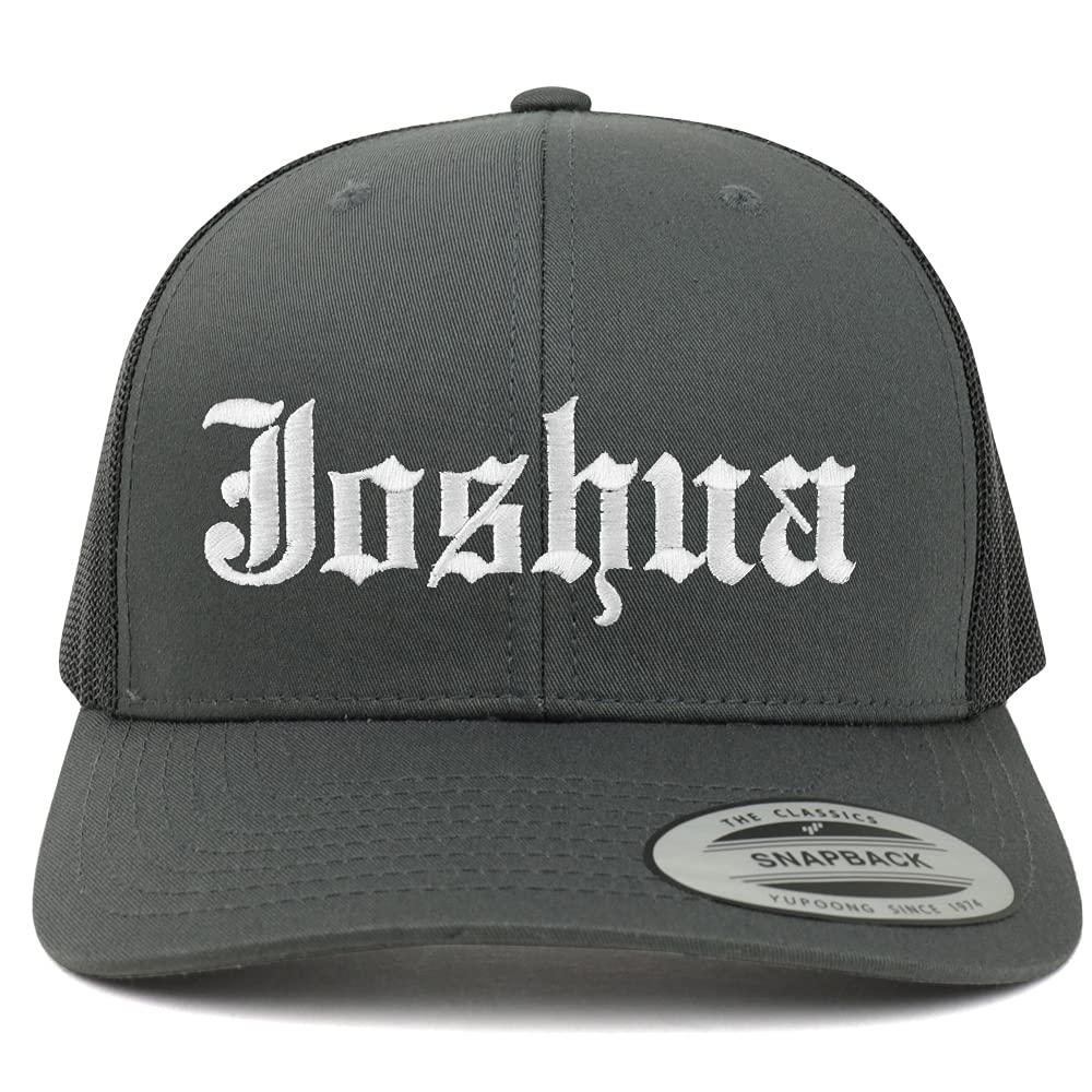 Trendy Apparel Shop Joshua Old English 6 Panel Trucker Mesh Cap