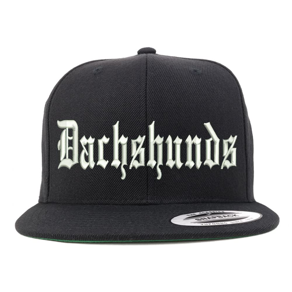 Trendy Apparel Shop Old English Dachshunds Embroidered Flatbill Snapback