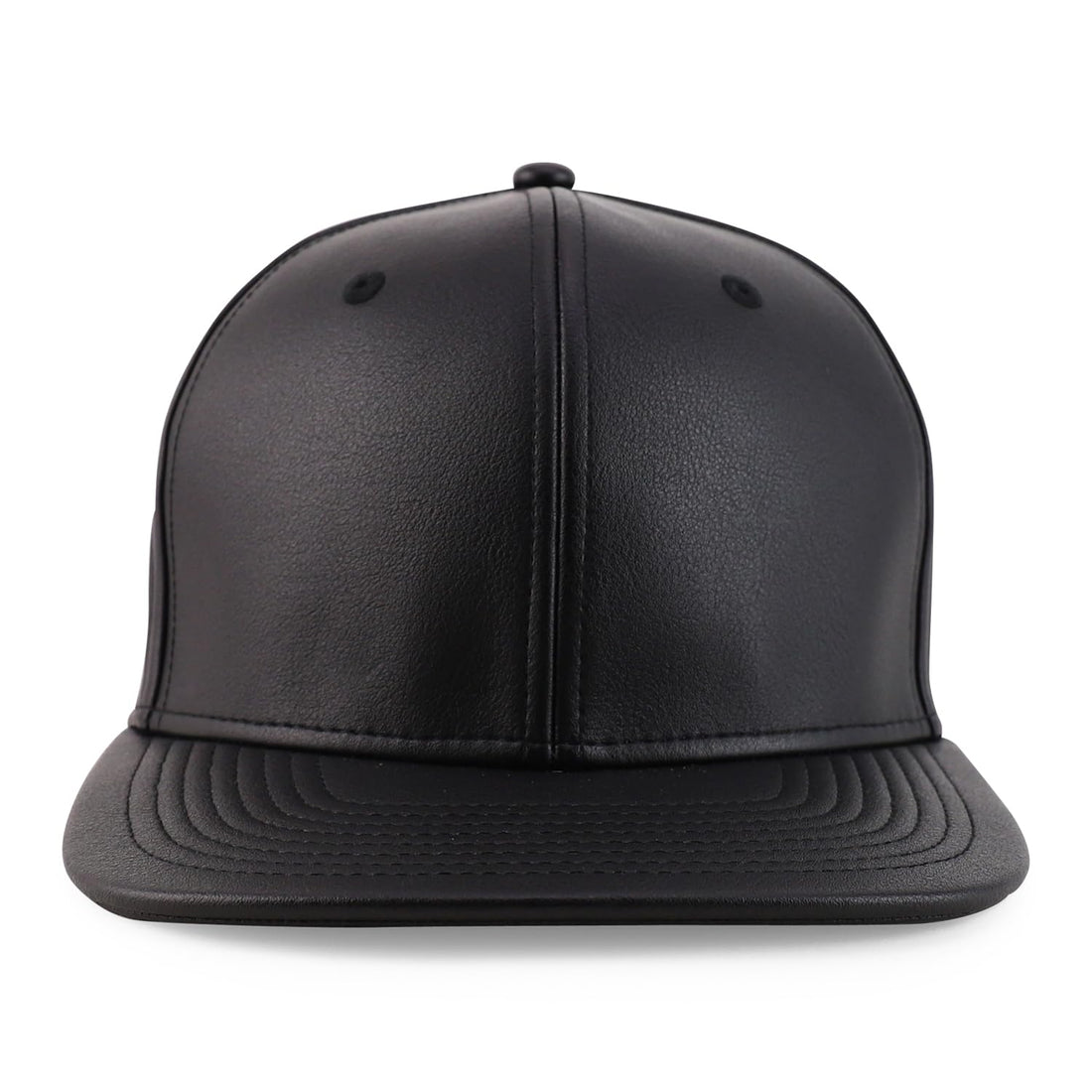 Trendy Apparel Shop Structured 6 Panel Flatbill PU Leather Baseball Cap