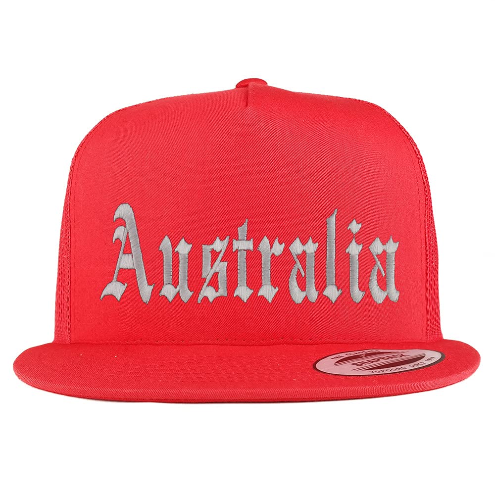 Trendy Apparel Shop Australia Old English 5 Panel Flatbill Trucker Cap