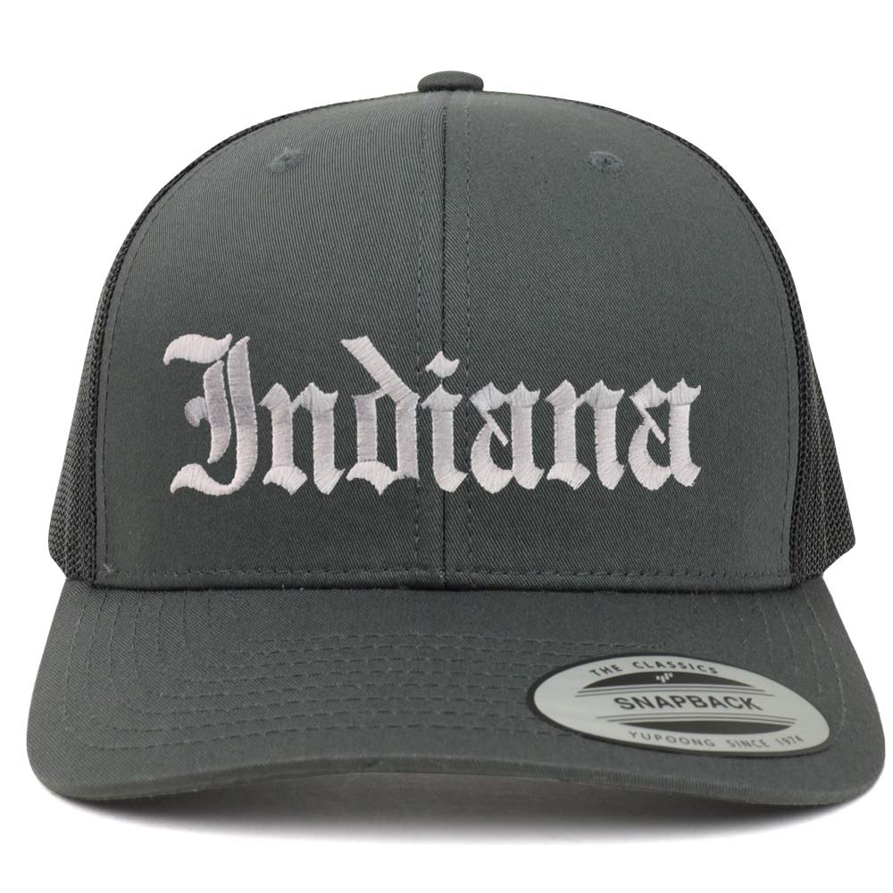 Trendy Apparel Shop Indiana State Old English 6 Panel Trucker Mesh Cap