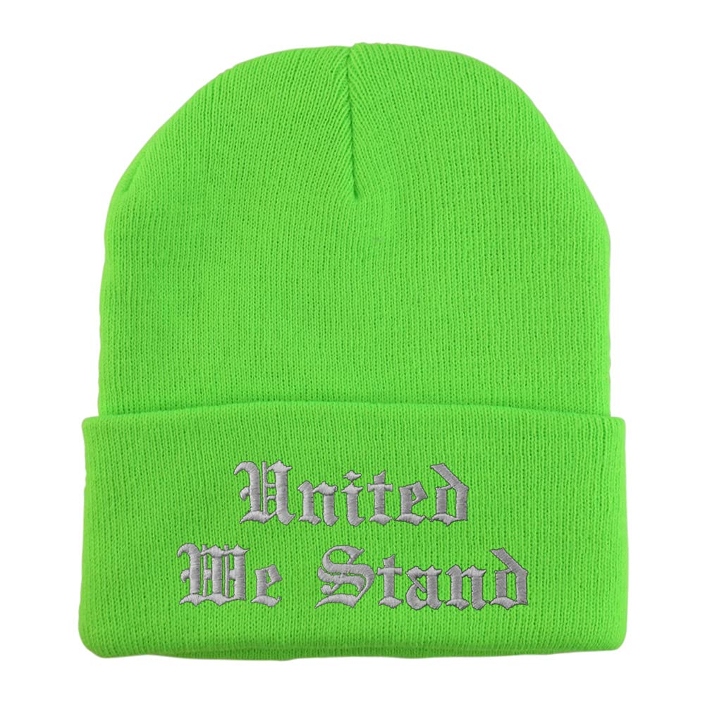 Trendy Apparel Shop United We Stand Old English Embroidered Long Cuff Beanie