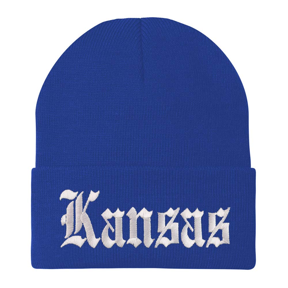 Trendy Apparel Shop Kansas State Old English Embroidered Long Cuff Beanie