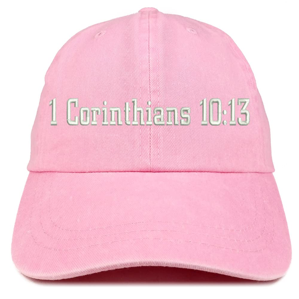 Trendy Apparel Shop 1 Corinthians 10:13 Washed Pigment Dyed Baseball Cap