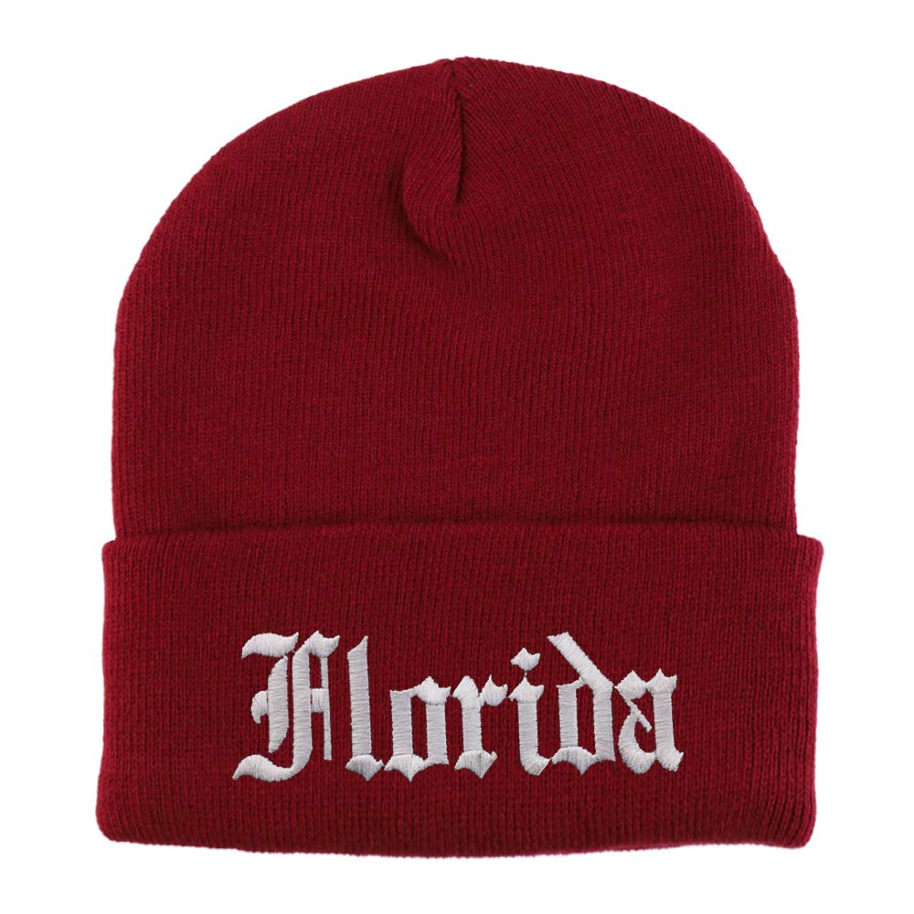 Trendy Apparel Shop Florida State Old English Embroidered Long Cuff Beanie