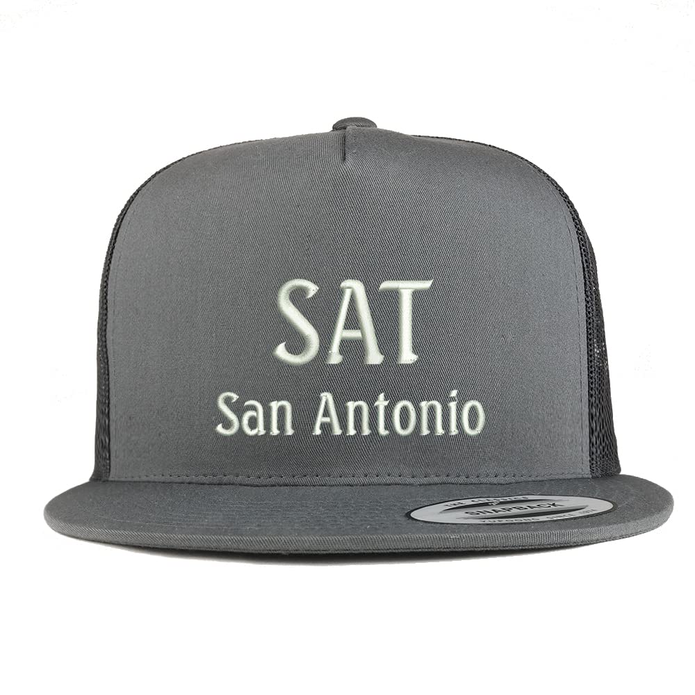 Trendy Apparel Shop SAN San Antonio Embroidered 5 Panel Flatbill Trucker Cap