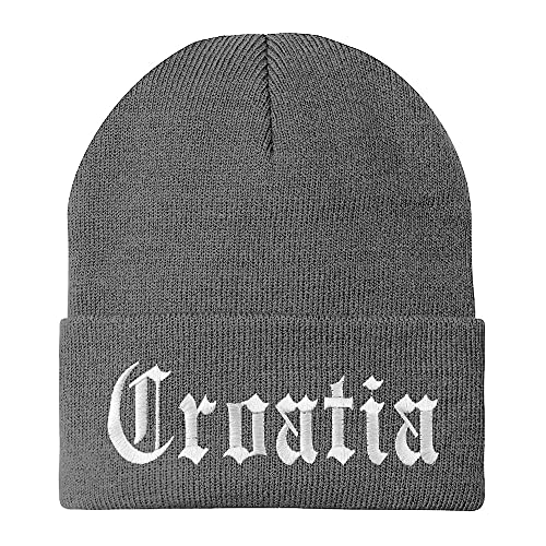 Trendy Apparel Shop Croatia Old English Embroidered Long Cuff Beanie
