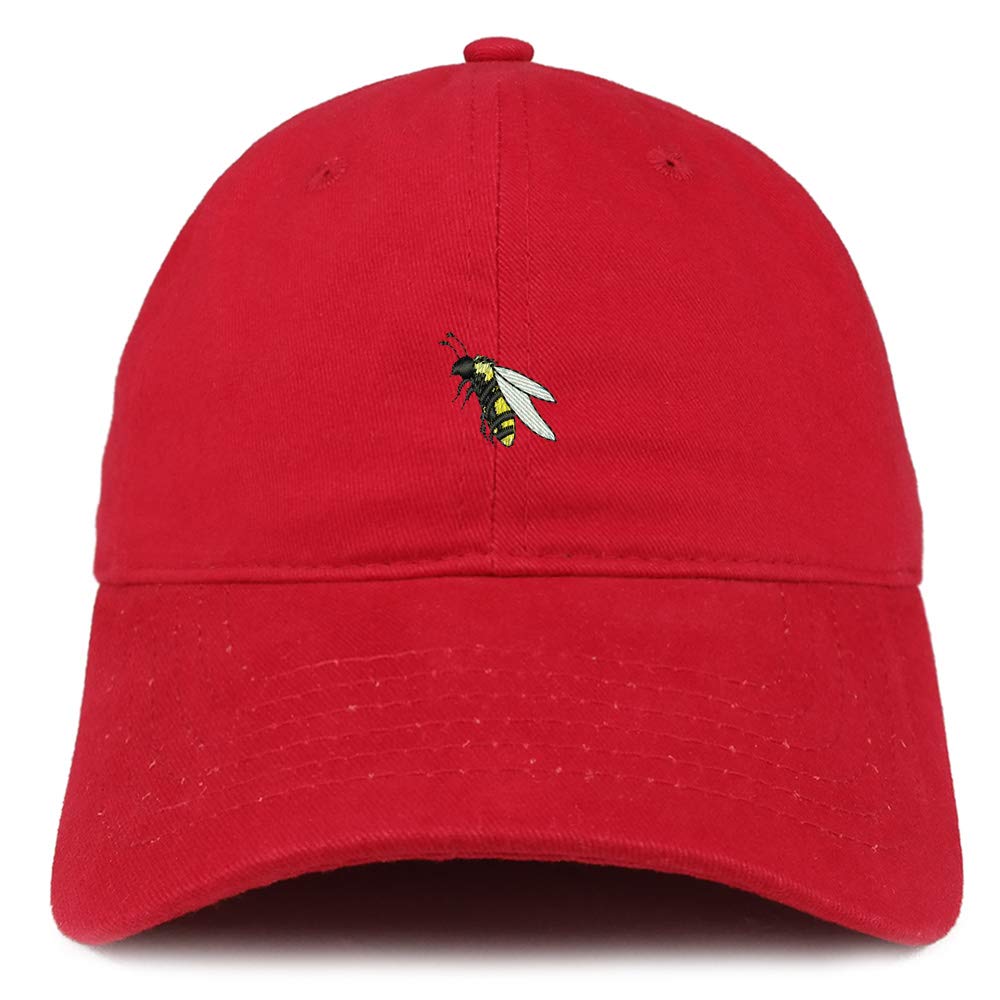 Trendy Apparel Shop Small Bee Embroidered Soft Crown 100% Brushed Cotton Cap