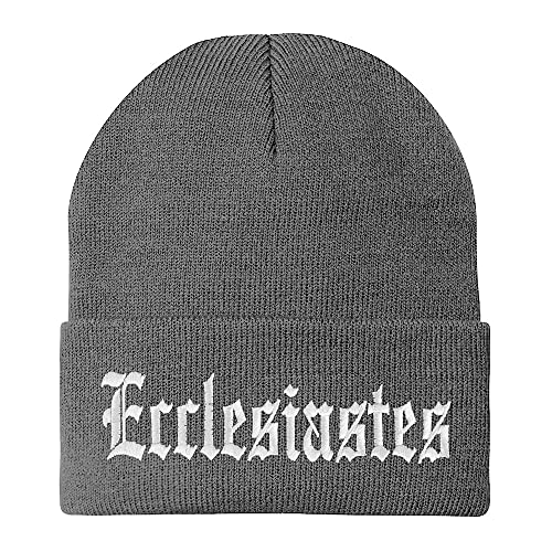 Trendy Apparel Shop Ecclesiastes Old English Embroidered Long Cuff Beanie